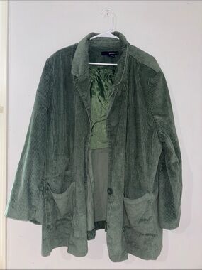 Denim 24/7 Olive Green Corduroy Shirt Jacket